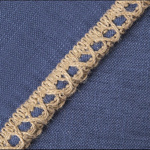 Luxury Home | Navy Blue Rustic Farmhouse Burlap Tailored Edge Euro Pillow Cover - Picture 4 of 6